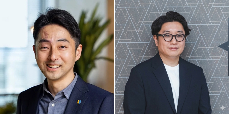 Helpfeelの洛西一周代表取締役 CEO（左）、カラクリの小田志門代表取締役 CEO（右）