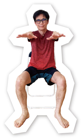 イス肩のばしのポーズ