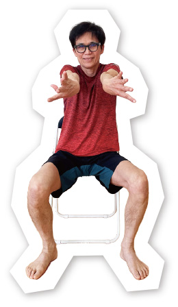 イス手首うちひねりのポーズ